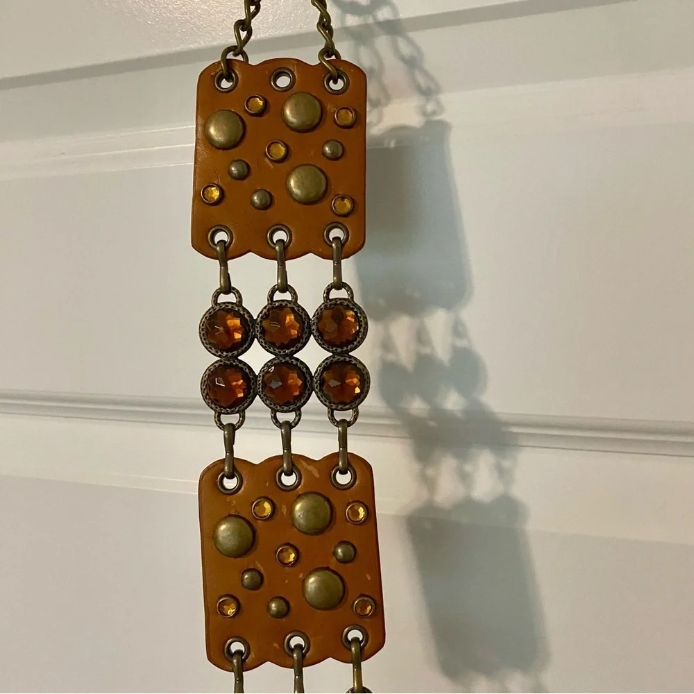 Moving Sale Brown and Brass Studded Slouchy Chain Belt